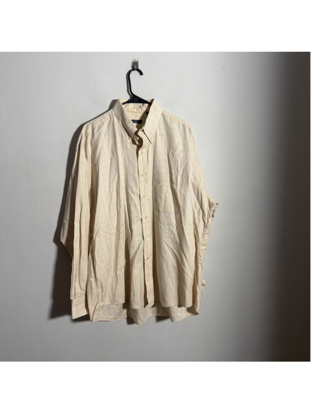 MEN’S BURBERRY LONDON DRESS SHIRT BEIGE SIZE XL USA CHECKERED LONG SLEEVE